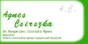 agnes csirszka business card
